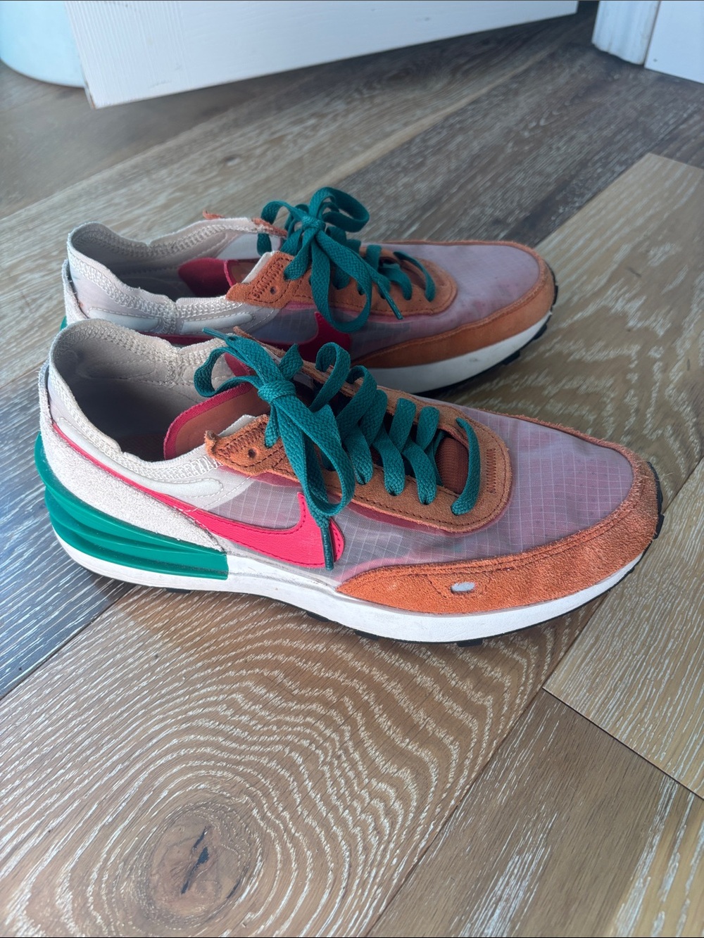 Nike Waffle Pink, Orange & Teal Low-Top Sneakers